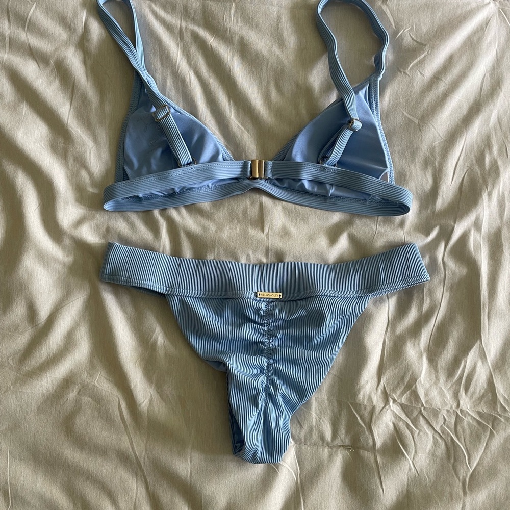 Hello Molly Light Blue Ribbed Bikini Set - Picture 2 of 4